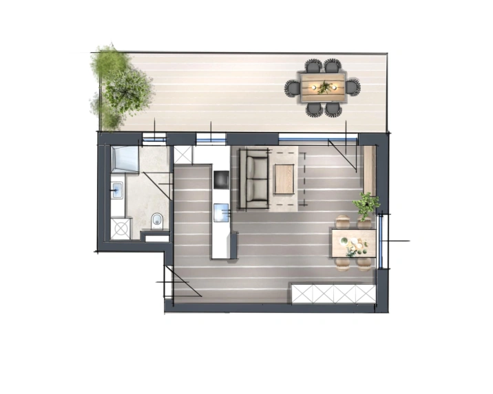 Grundriss Neubauprojekt von Swietelsky Developments 1 Zimmer- Wohnung in Tirol