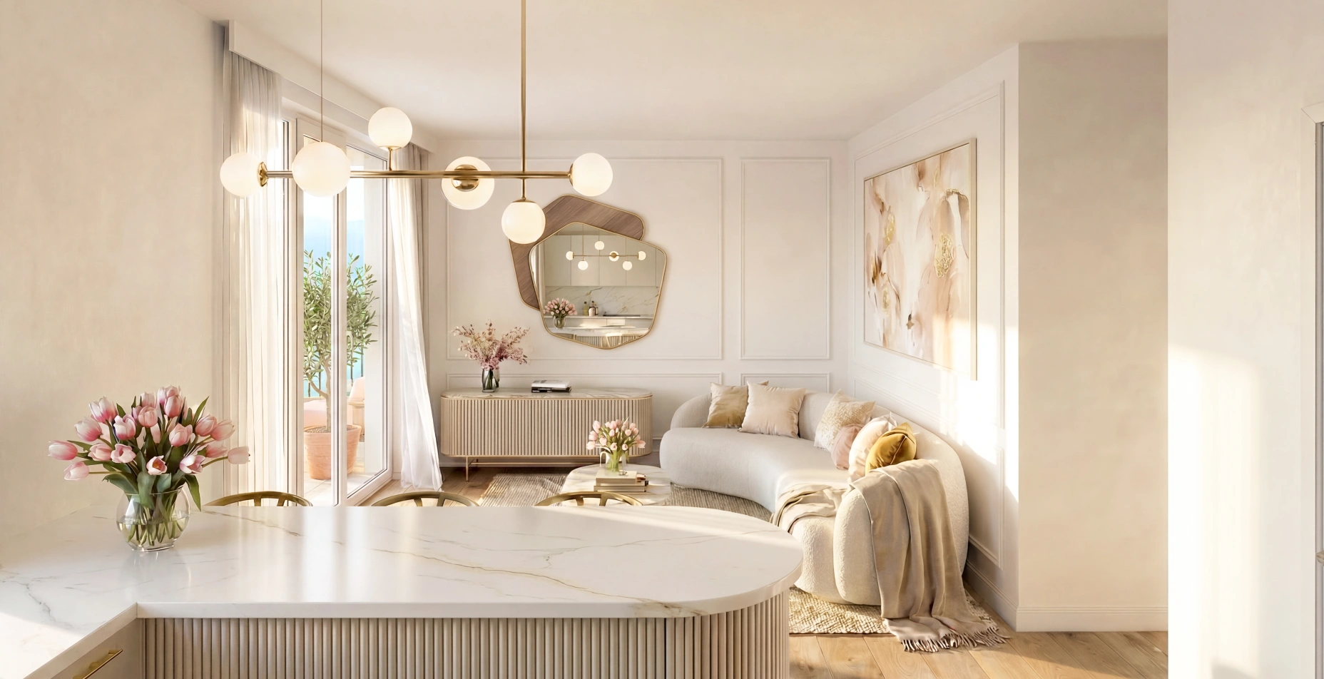 Visualisierung Innenansicht Wohnung Pörtschach Swietelsky Developments Balkon