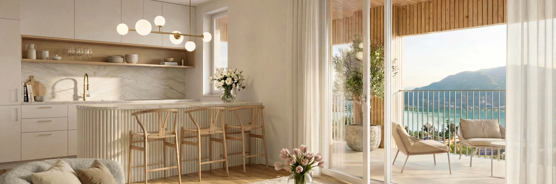 Ausblick aus dem Wohnzimmer mit Blick auf den Wörthersee