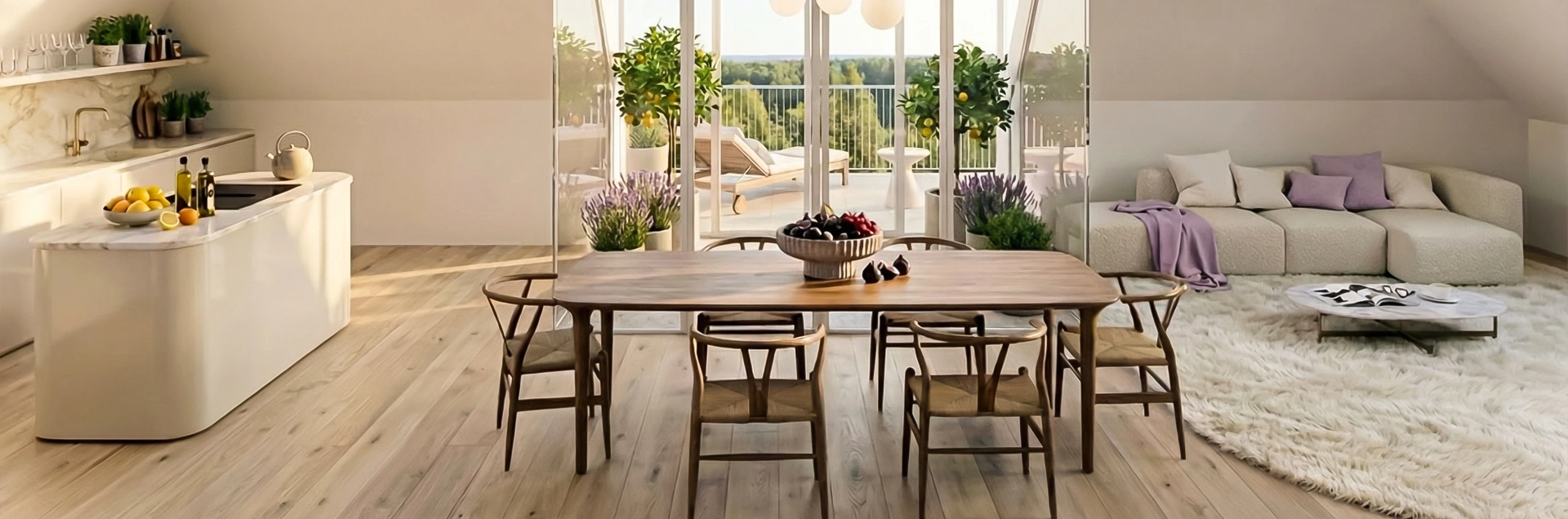 Ess-und Wohnbereich am Freinberg in Linz entwickelt von Swietelsky Developments